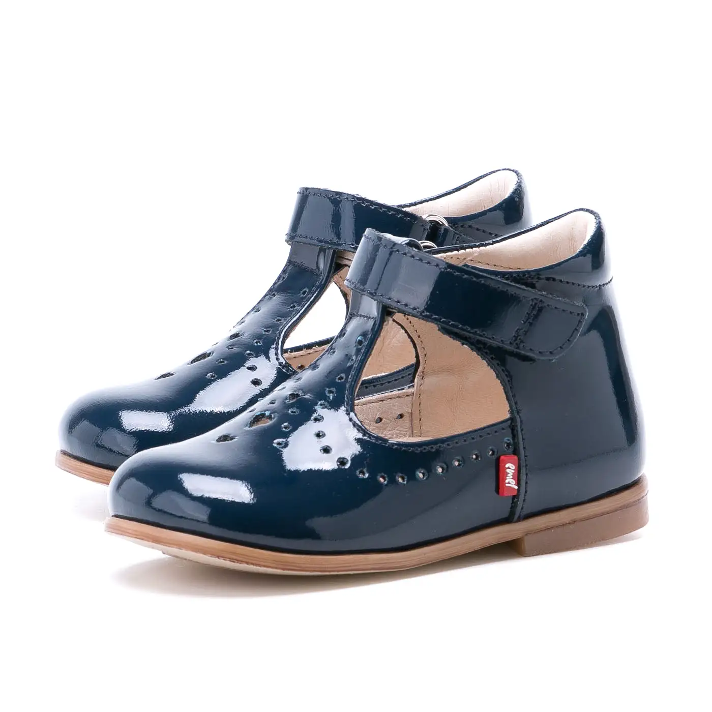 (2385B-5) Navy patent Half-Open Shoes