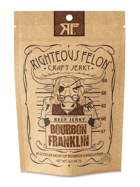 3-Pack of Bourbon Franklin Beef Jerky 6oz Total Made in USA by RF