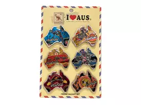 Aboriginal metal Magnet of Australia 6 Pack