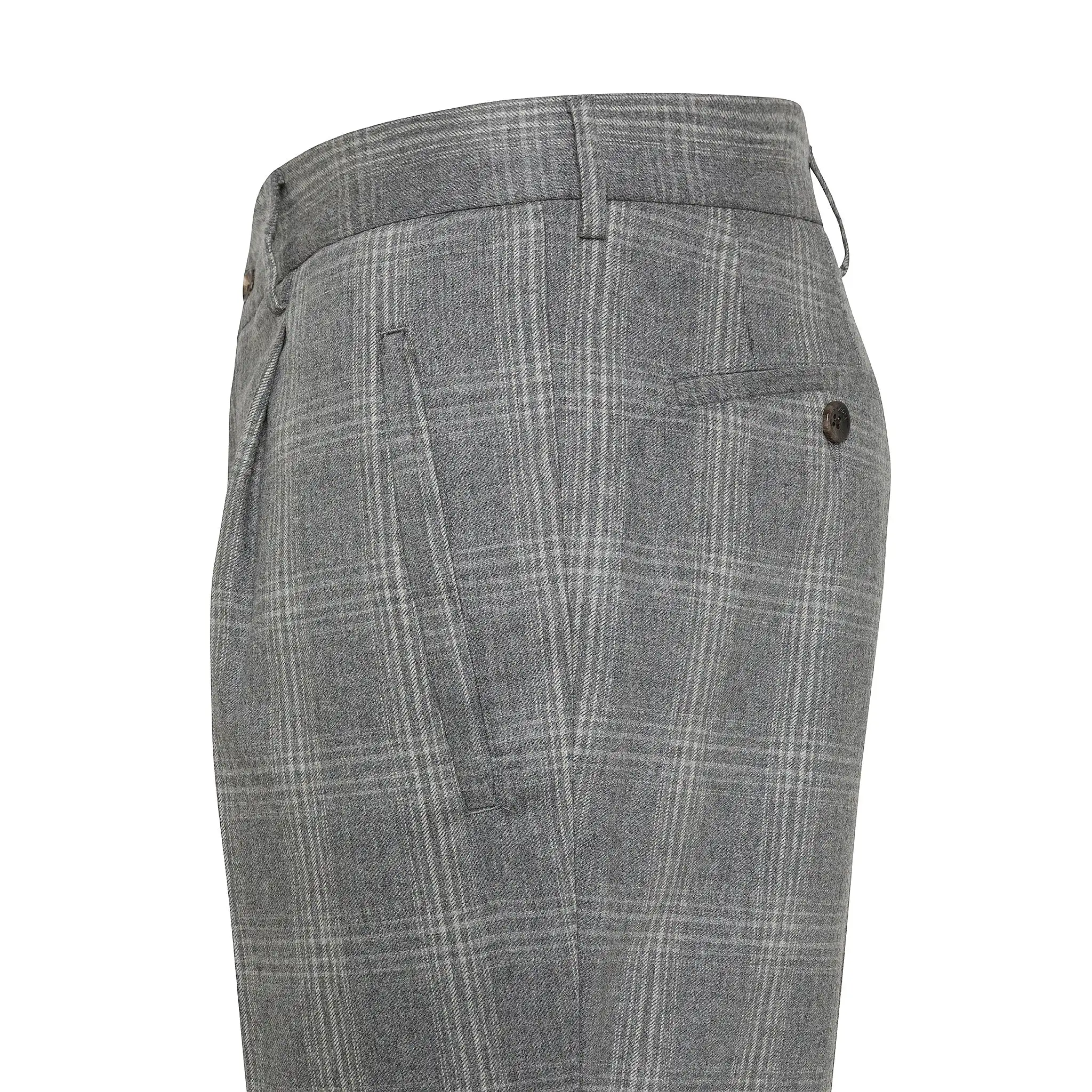 Alain Pleated Chino Check Stretch Cash Wool