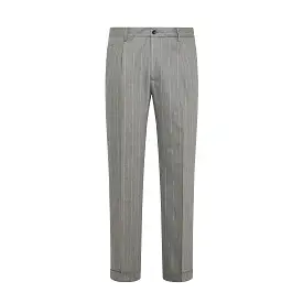 Alain Pleated Chino Pinstriped Stretch Cash Wool