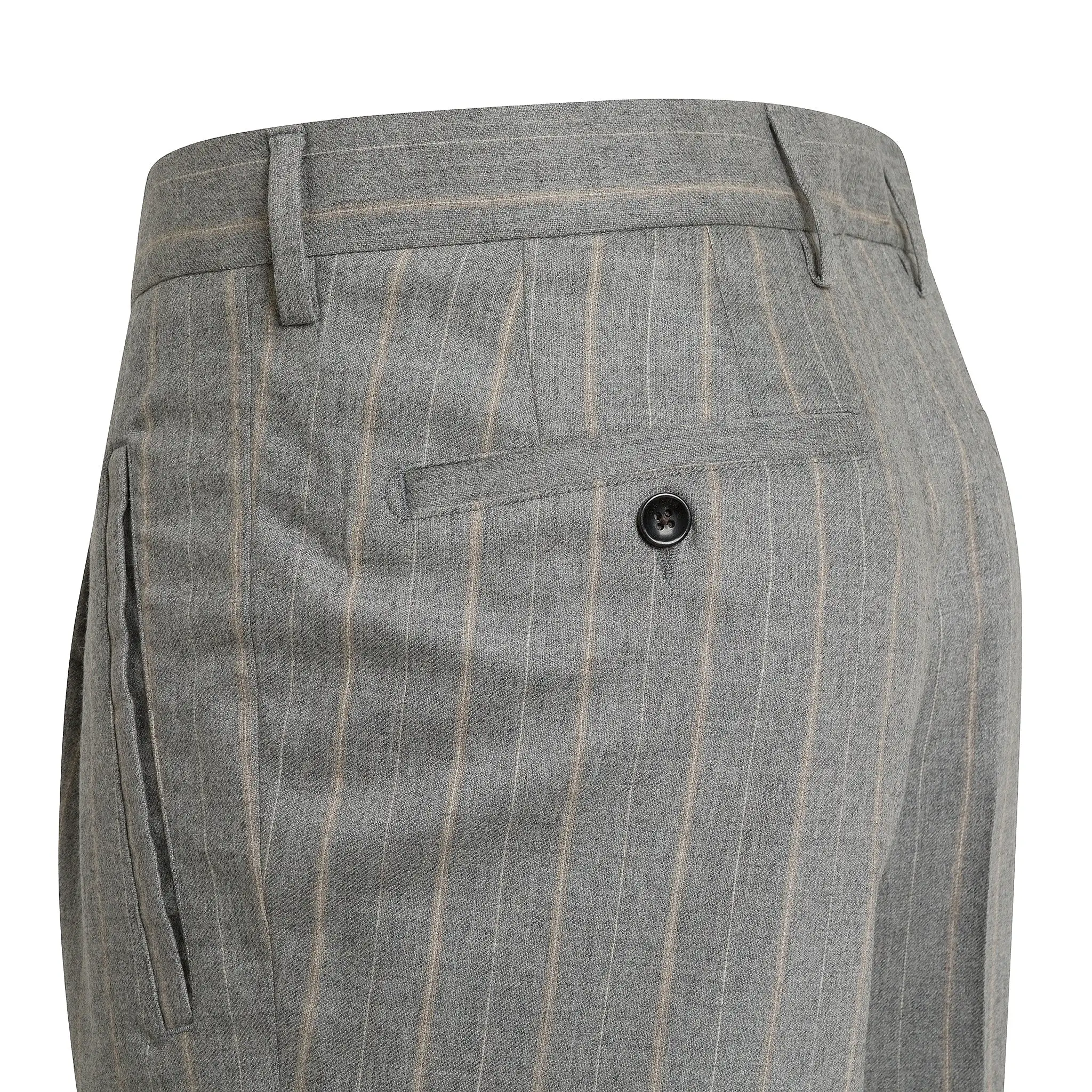 Alain Pleated Chino Pinstriped Stretch Cash Wool