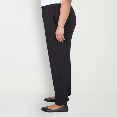 Alfred Dunner-Plus Opposites Attract Womens Mid Rise Straight Pull-On Pants