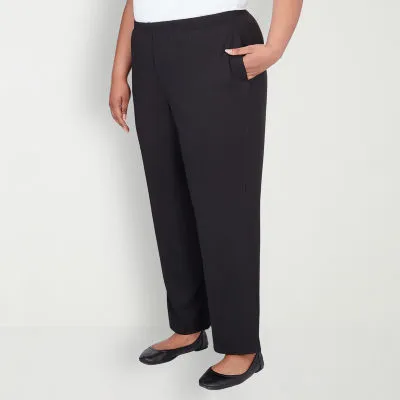 Alfred Dunner-Plus Opposites Attract Womens Mid Rise Straight Pull-On Pants