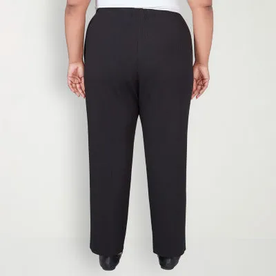 Alfred Dunner-Plus Opposites Attract Womens Mid Rise Straight Pull-On Pants