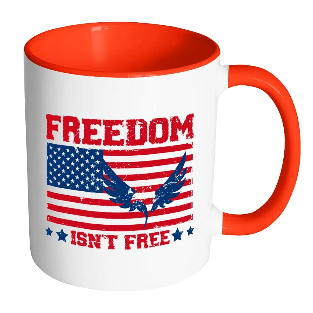 American Flag Mug Freedom Isnt Free White 11oz Accent Coffee Mugs