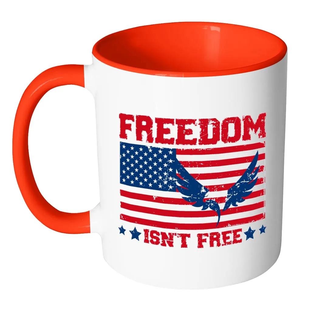 American Flag Mug Freedom Isnt Free White 11oz Accent Coffee Mugs