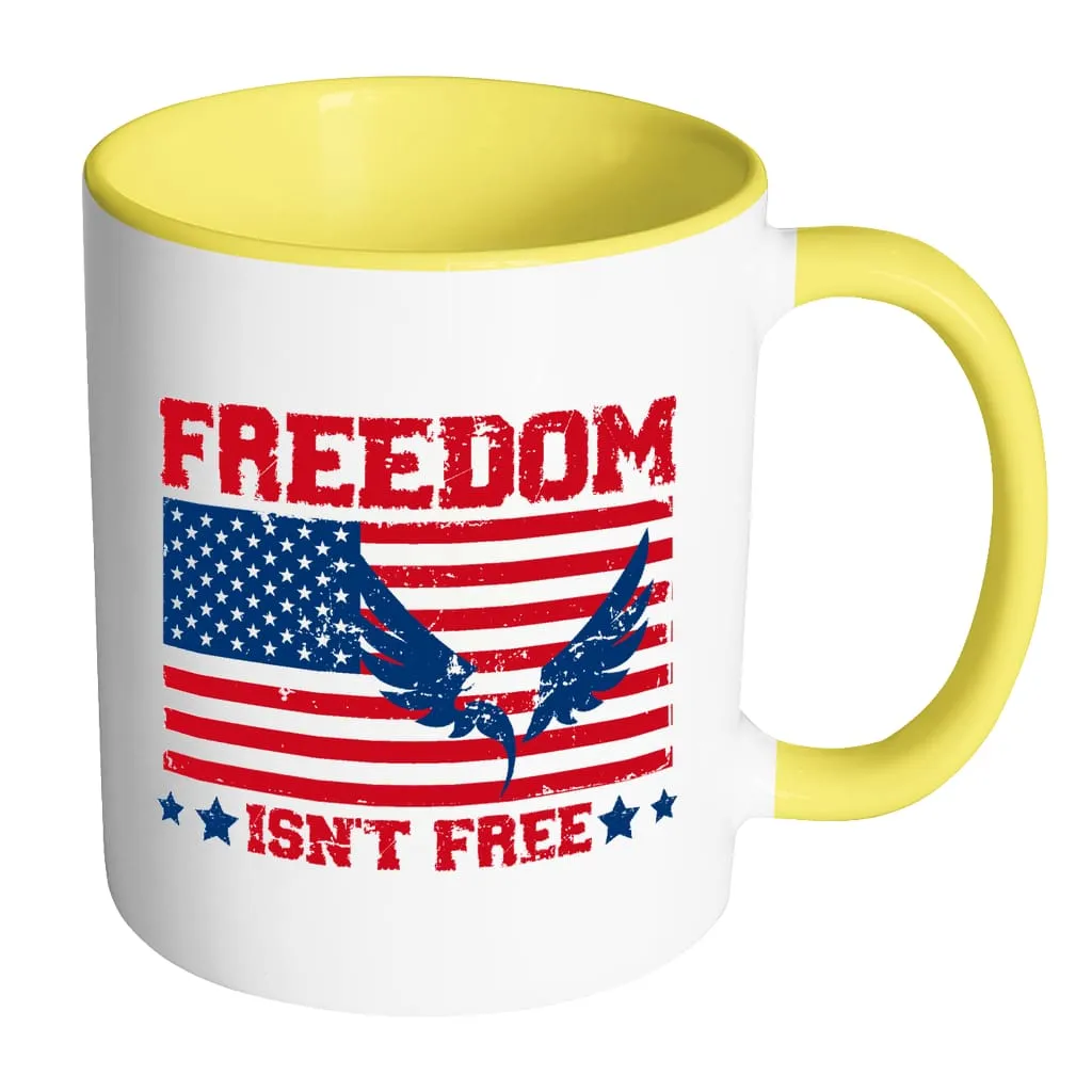 American Flag Mug Freedom Isnt Free White 11oz Accent Coffee Mugs