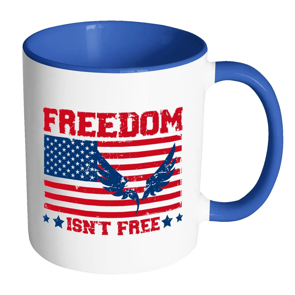 American Flag Mug Freedom Isnt Free White 11oz Accent Coffee Mugs