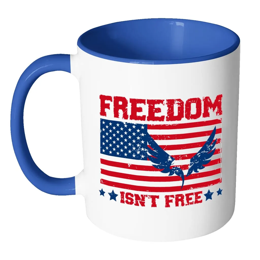 American Flag Mug Freedom Isnt Free White 11oz Accent Coffee Mugs