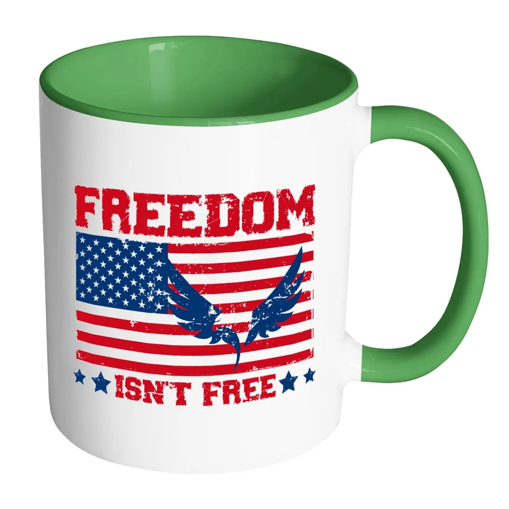 American Flag Mug Freedom Isnt Free White 11oz Accent Coffee Mugs