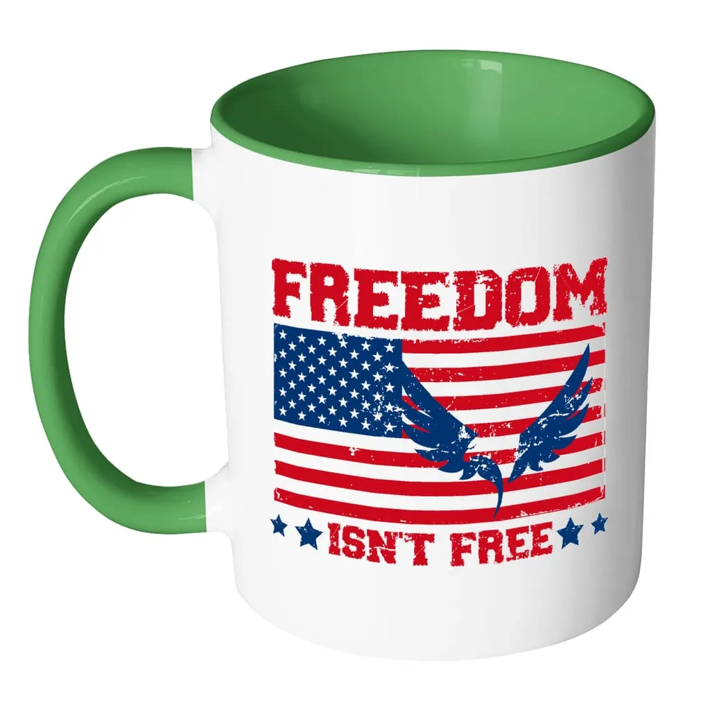 American Flag Mug Freedom Isnt Free White 11oz Accent Coffee Mugs