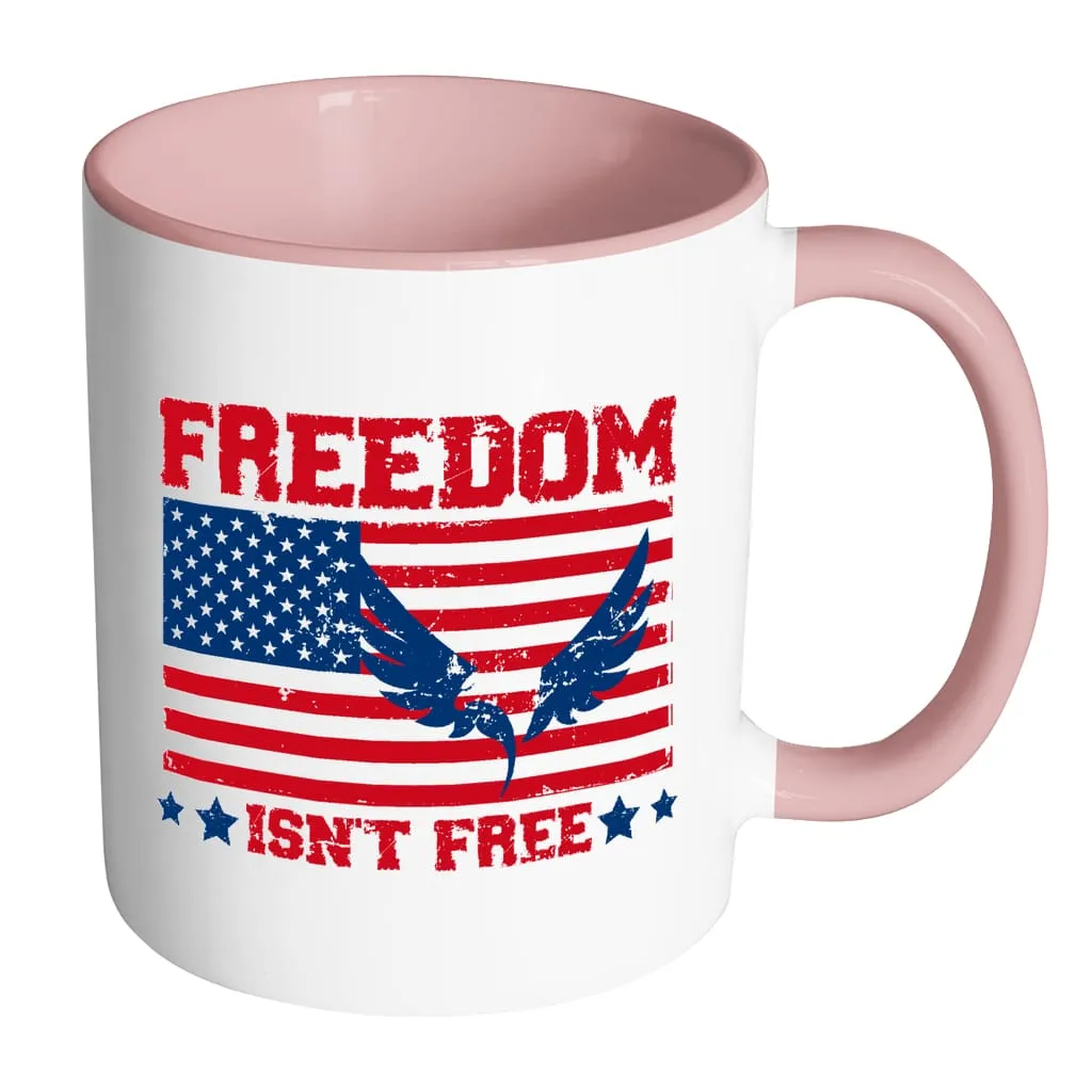 American Flag Mug Freedom Isnt Free White 11oz Accent Coffee Mugs