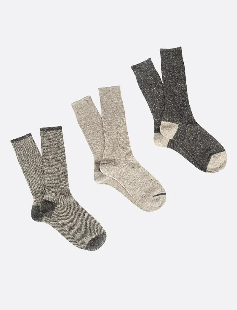 Anonymous Ism Nep American Rib 3 Pack Crew Socks Grey