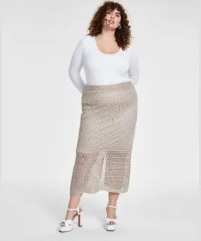 Bar III Trendy Plus Size Sparkle Crochet Midi Skirt