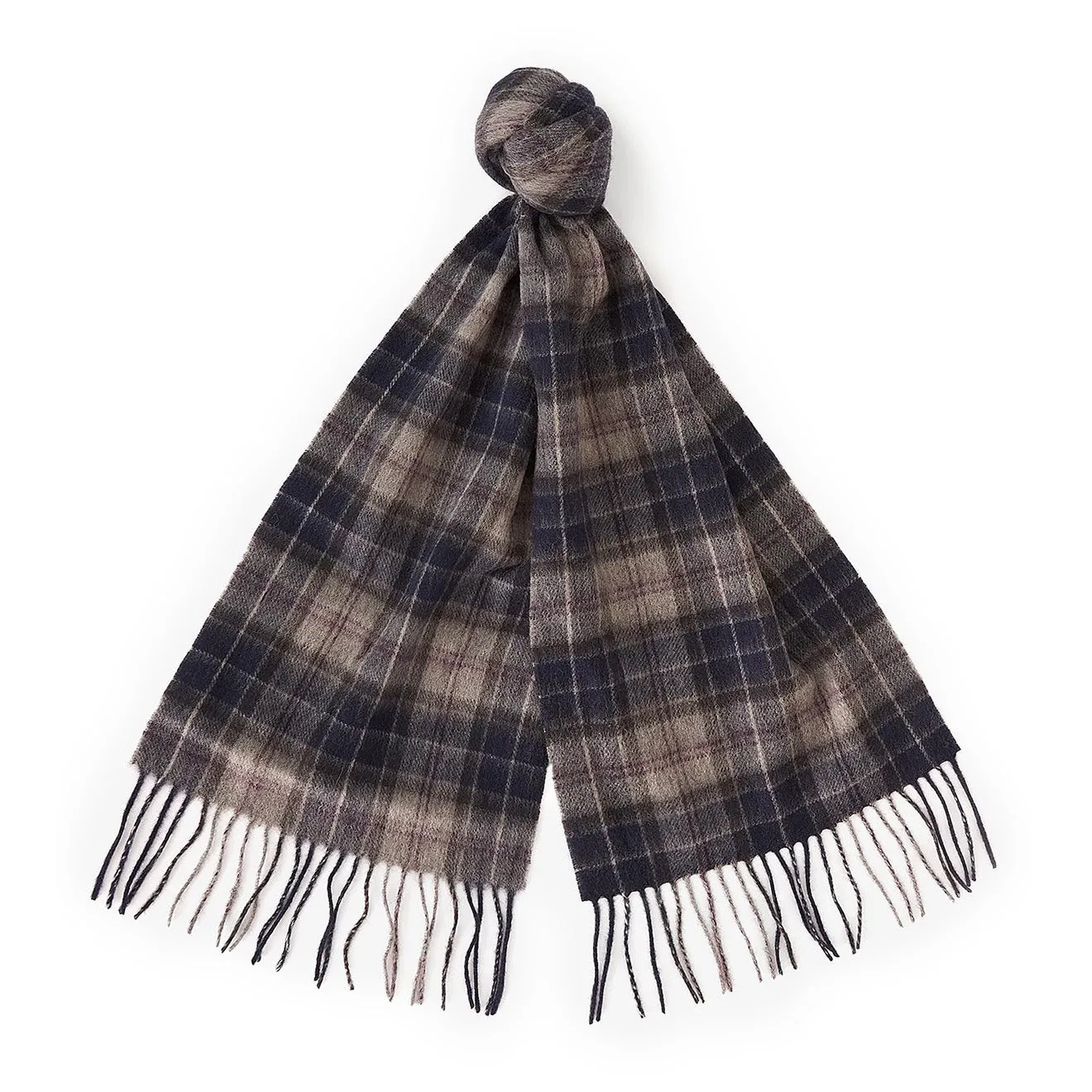 Barbour Tartan Scarf / Gloves Gift Set Classic Black Slate Tartan