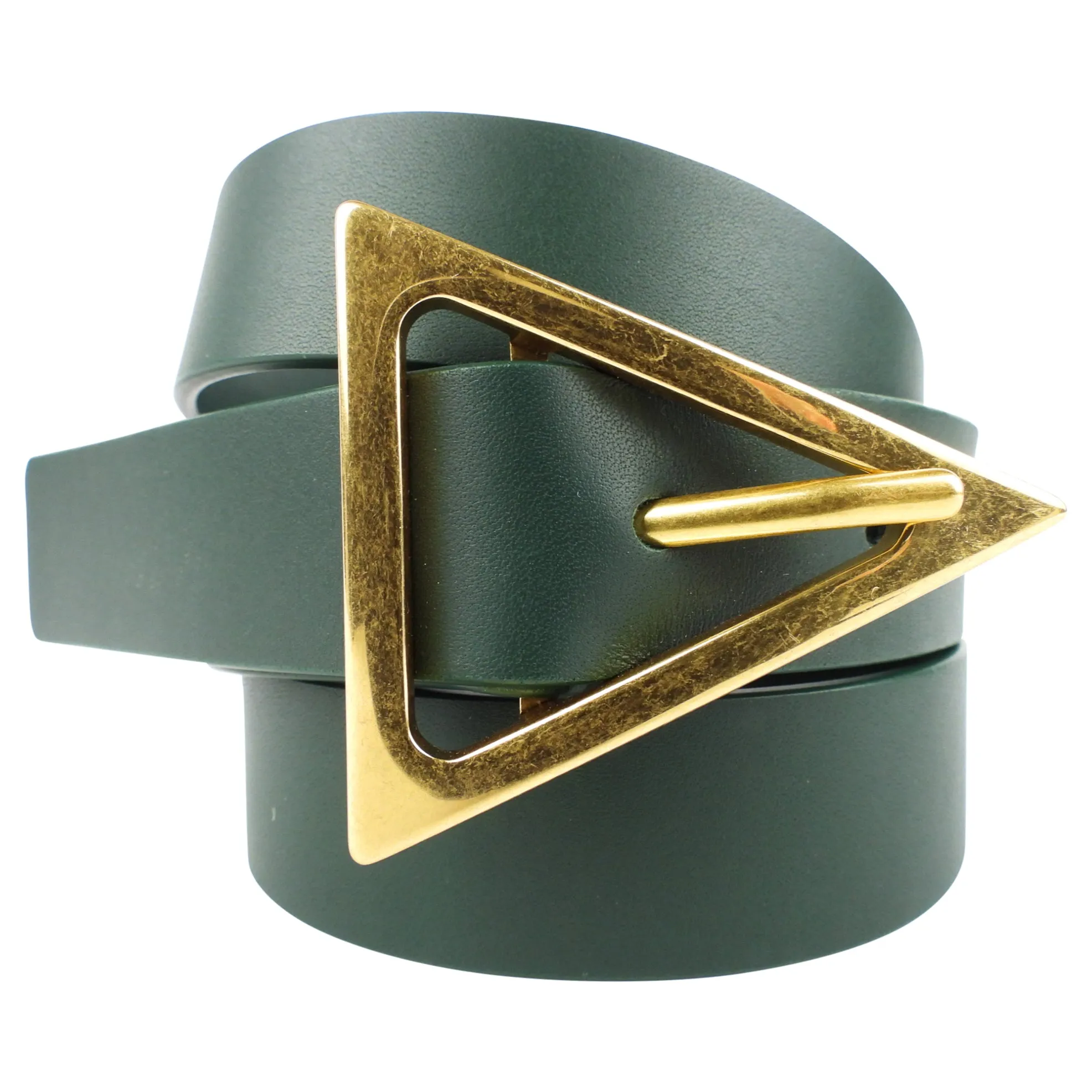 Bottega Veneta Green Leather Triangle Buckle Belt - 80 / 32