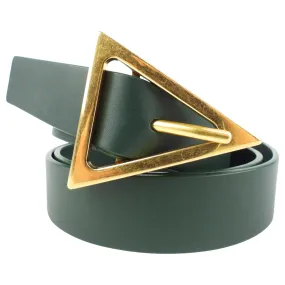 Bottega Veneta Green Leather Triangle Buckle Belt - 80 / 32