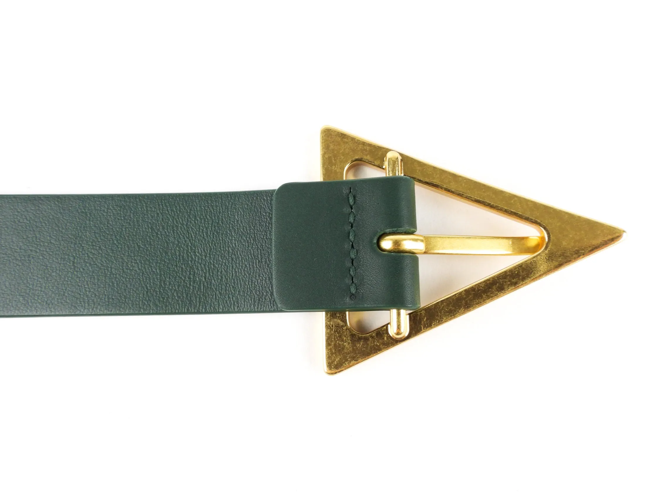 Bottega Veneta Green Leather Triangle Buckle Belt - 80 / 32