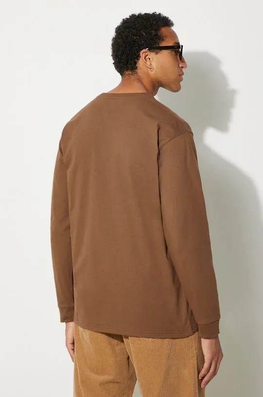 Carhartt WIP cotton longsleeve top Chase brown color I026392.218XX