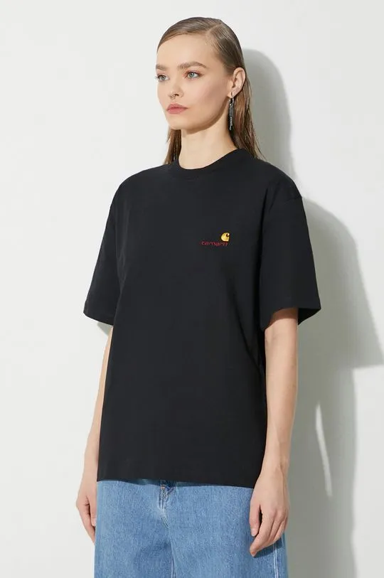 Carhartt WIP cotton t-shirt S/S American Script T-Shirt women’s black color I032218.89XX