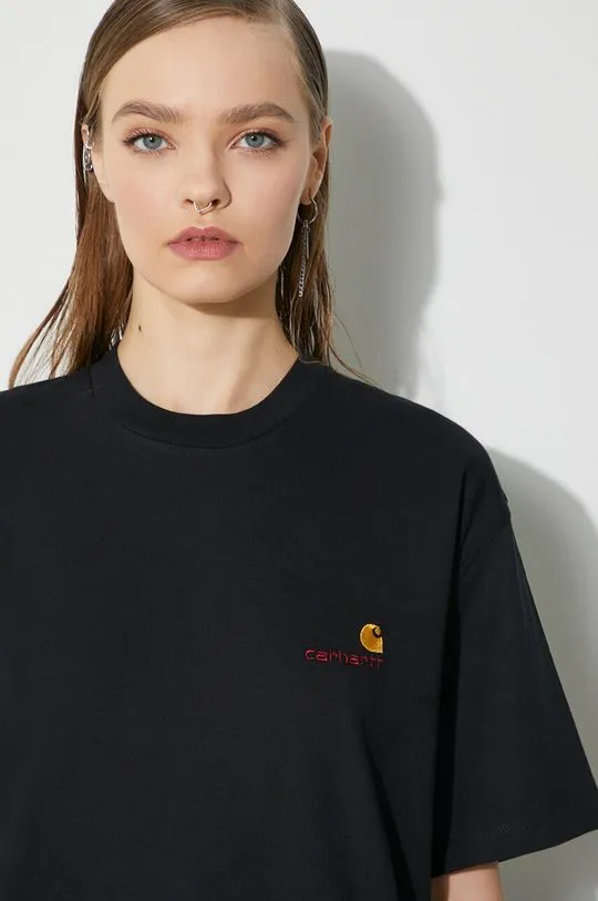 Carhartt WIP cotton t-shirt S/S American Script T-Shirt women’s black color I032218.89XX