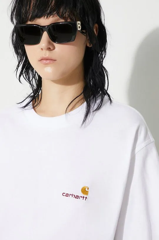 Carhartt WIP cotton t-shirt S/S American Script T-Shirt women’s white color I032218.02XX