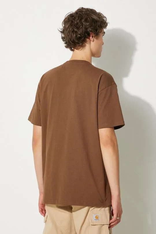 Carhartt WIP cotton t-shirt S/S Chase men’s brown color smooth I026391.218XX