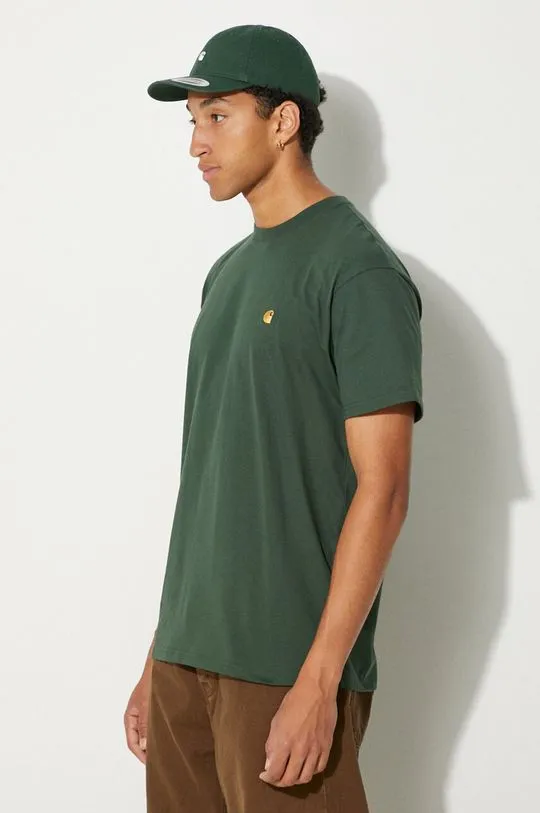 Carhartt WIP cotton t-shirt S/S Chase men’s green color smooth I026391.2CXXX