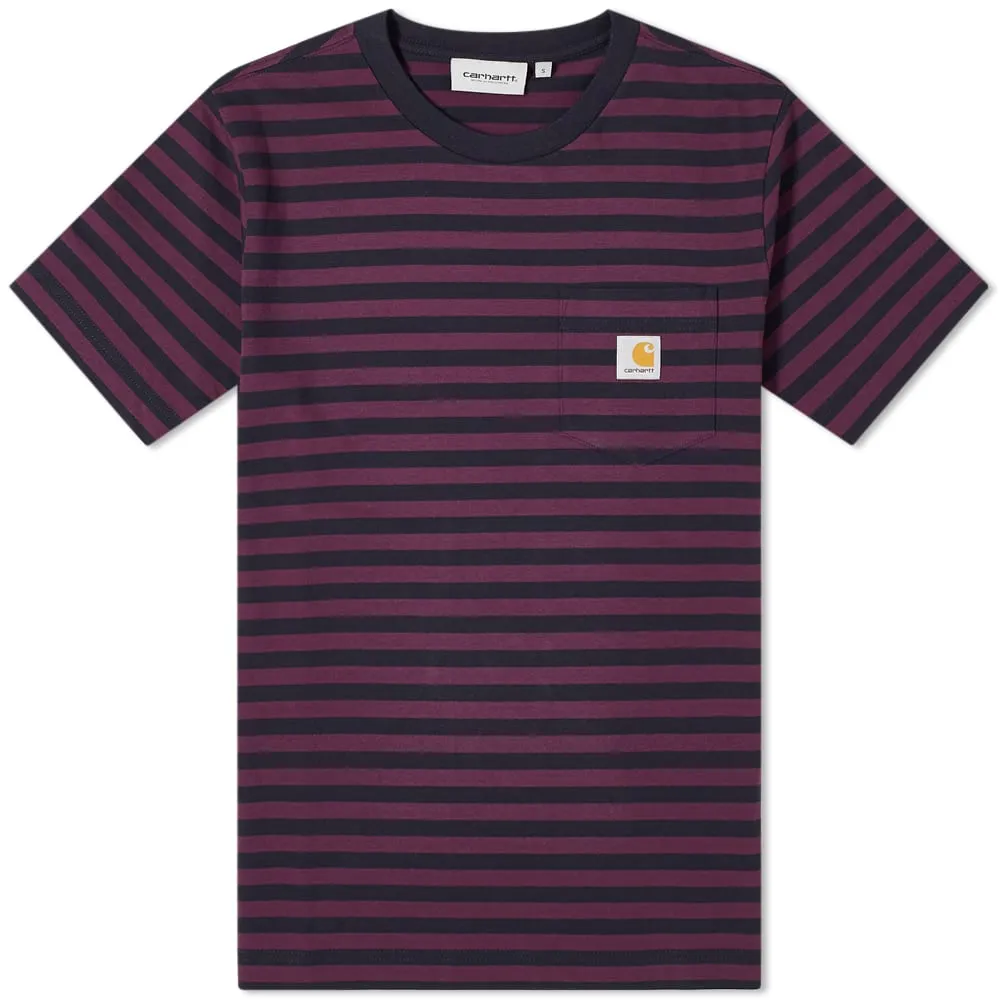 Carhartt WIP Parker Stripe Pocket TeeDark Navy & Boysenberry