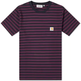 Carhartt WIP Parker Stripe Pocket TeeDark Navy & Boysenberry