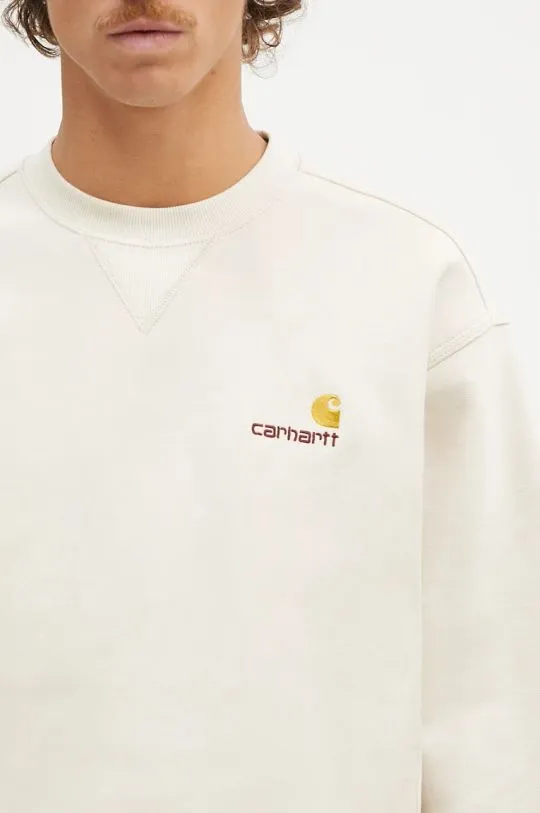 Carhartt WIP sweatshirt American Script Sweat men's beige color smooth I025475.MOOXX