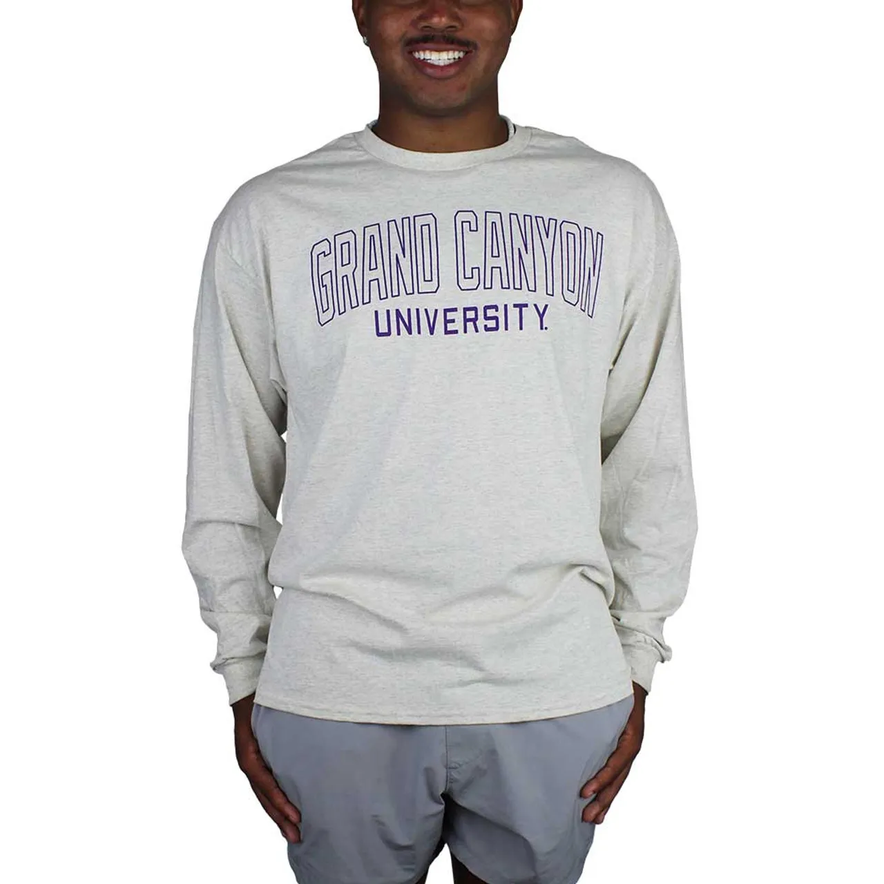 Champion Men's Heathered White Grand Canyon University Long Sleeve Tee