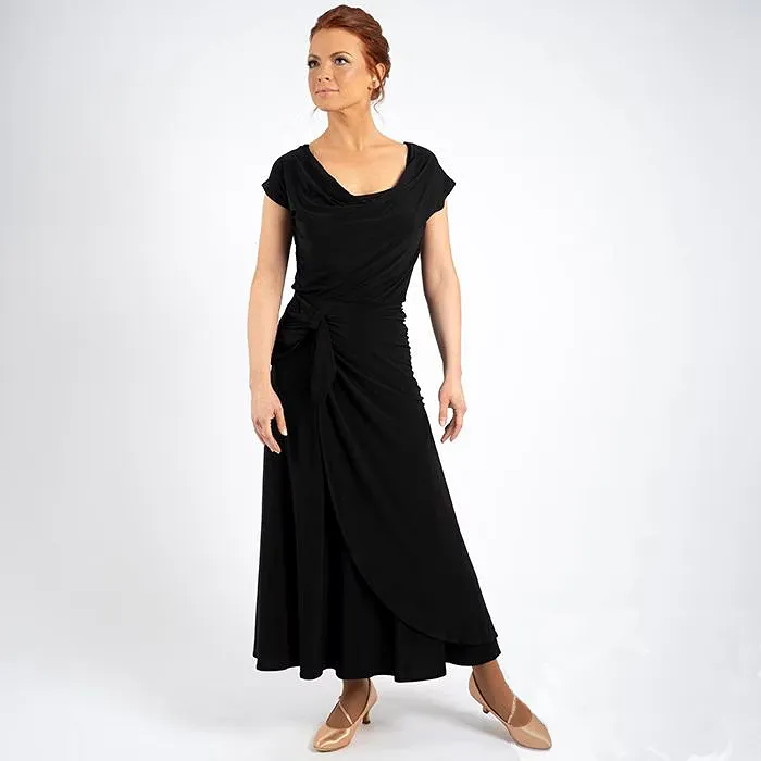 Chrisanne Clover Alison Black Practice Latin or Ballroom Dance Top with Cowl Neckline PRA 945 in Stock