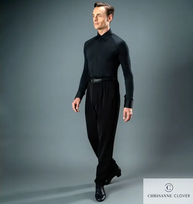 Chrisanne Clover Men's Black Wide Leg Practice Latin Pants with Belt Loops MP14 in Stock