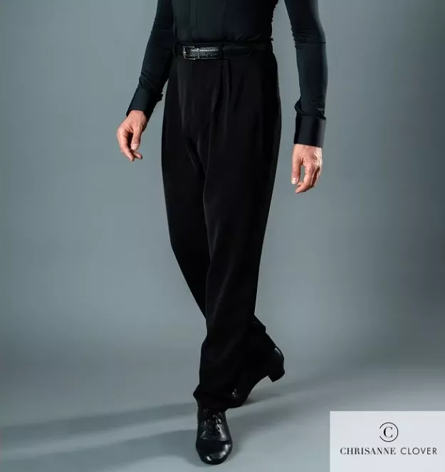 Chrisanne Clover Men's Black Wide Leg Practice Latin Pants with Belt Loops MP14 in Stock