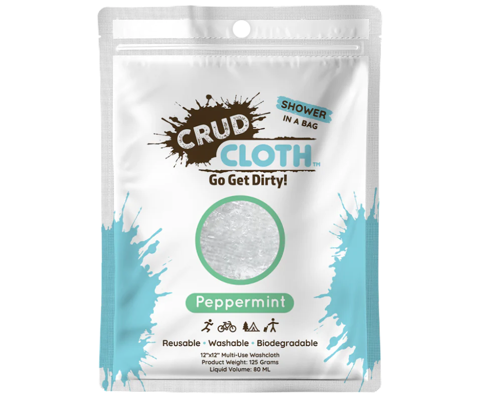 Crud Cloth Shower In A Bag | Citrus Scented (Pack of 4) | Biodegradable No Rinse Bathing Wipes For Camping, Backpacking, and Tra