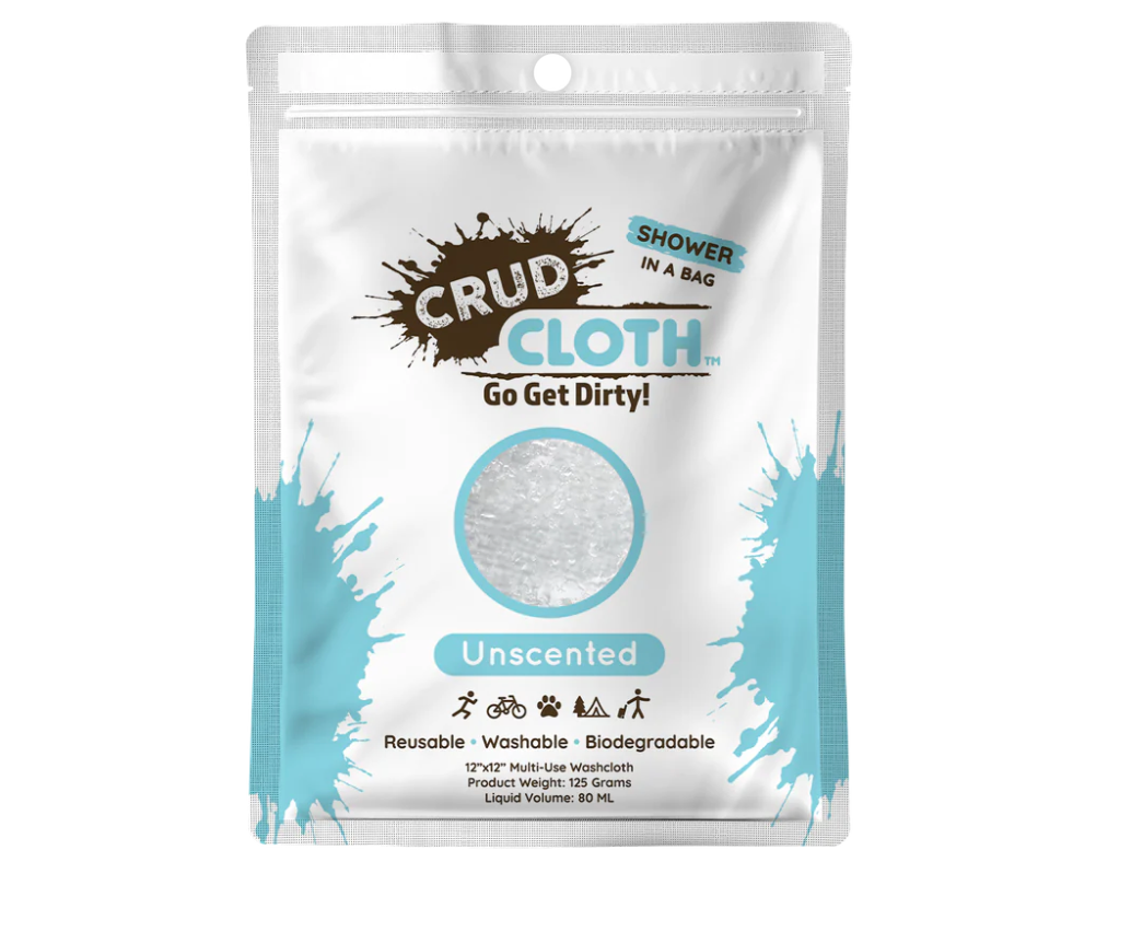 Crud Cloth Shower In A Bag | Citrus Scented (Pack of 4) | Biodegradable No Rinse Bathing Wipes For Camping, Backpacking, and Tra