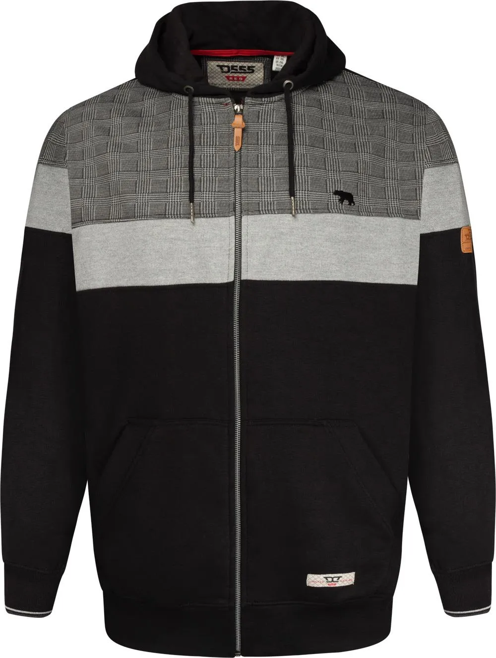 D555 Kipling Cut & Sew Full Zip Hoody - Black Grey