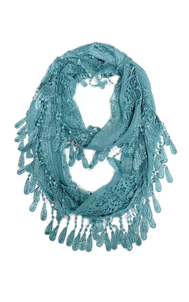 DBH25 Soft Tassel Lace Infinity Scarf