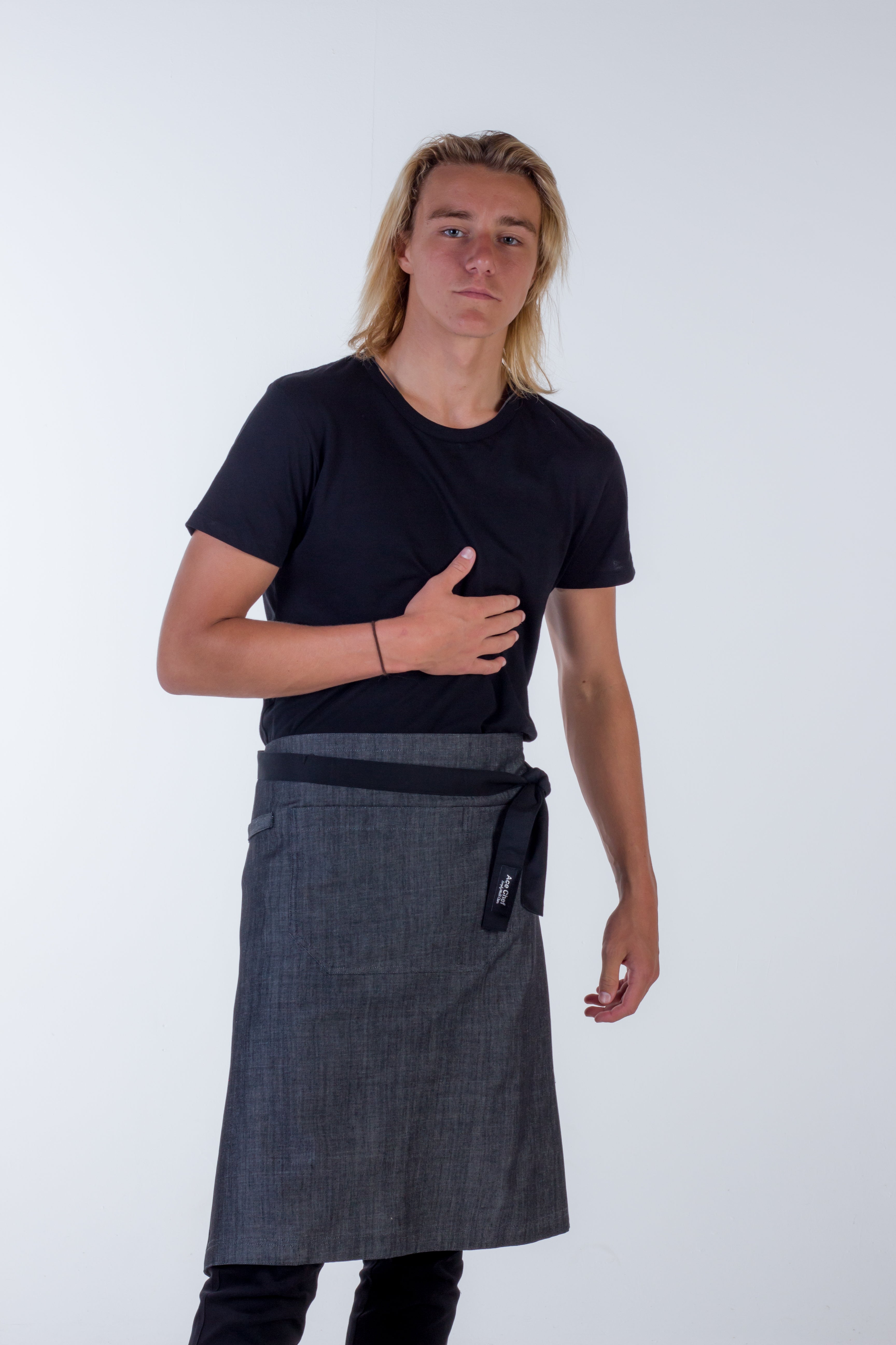 Denim waist aprons charcoal grey frazer Large size