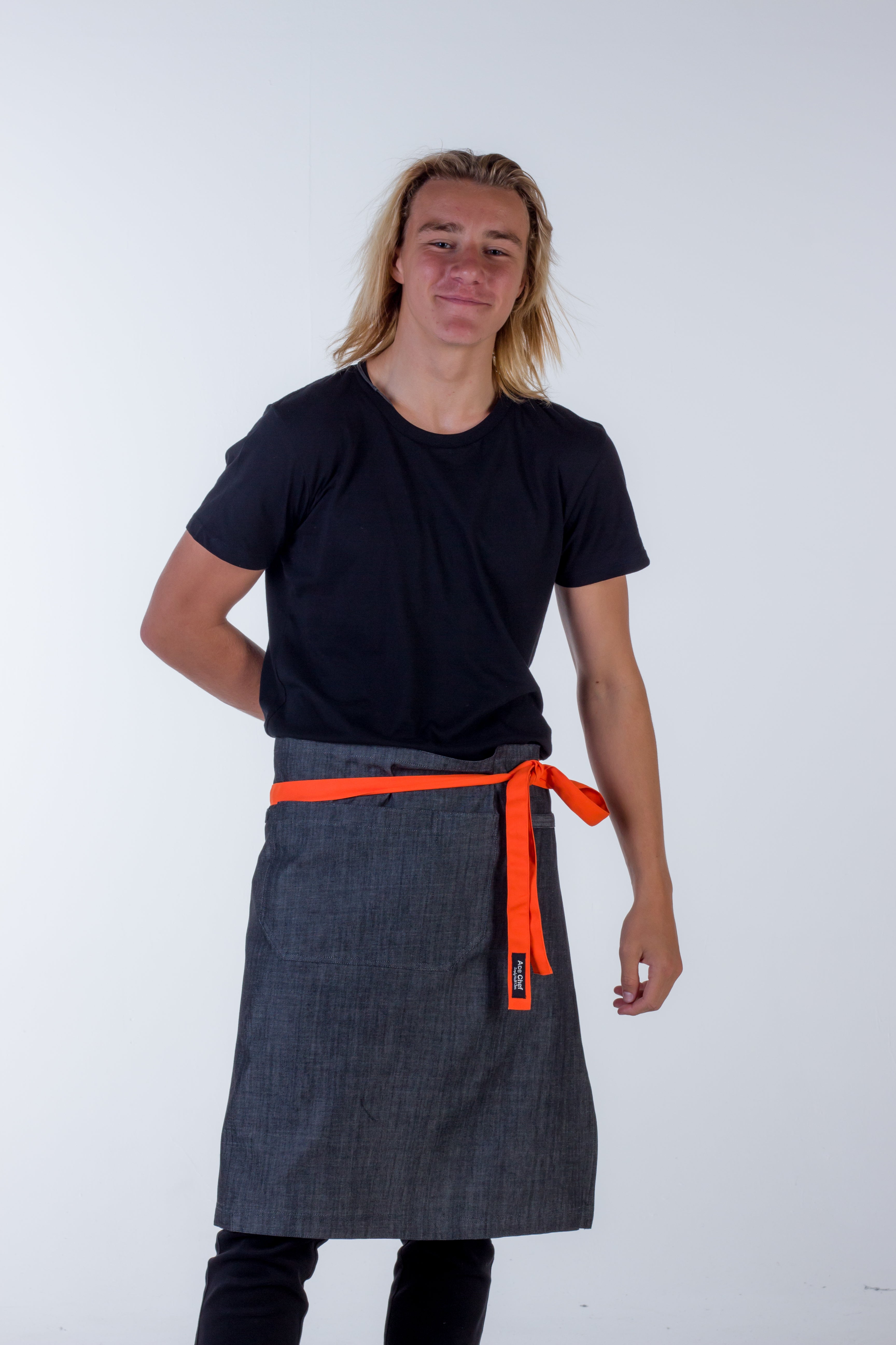 Denim waist aprons charcoal grey frazer Large size