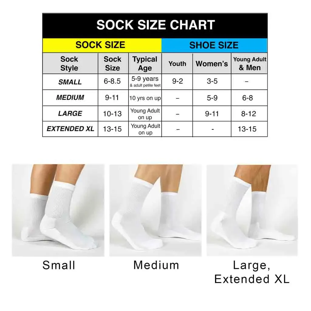 Design Your Own Custom White Crew Socks - Extra Large