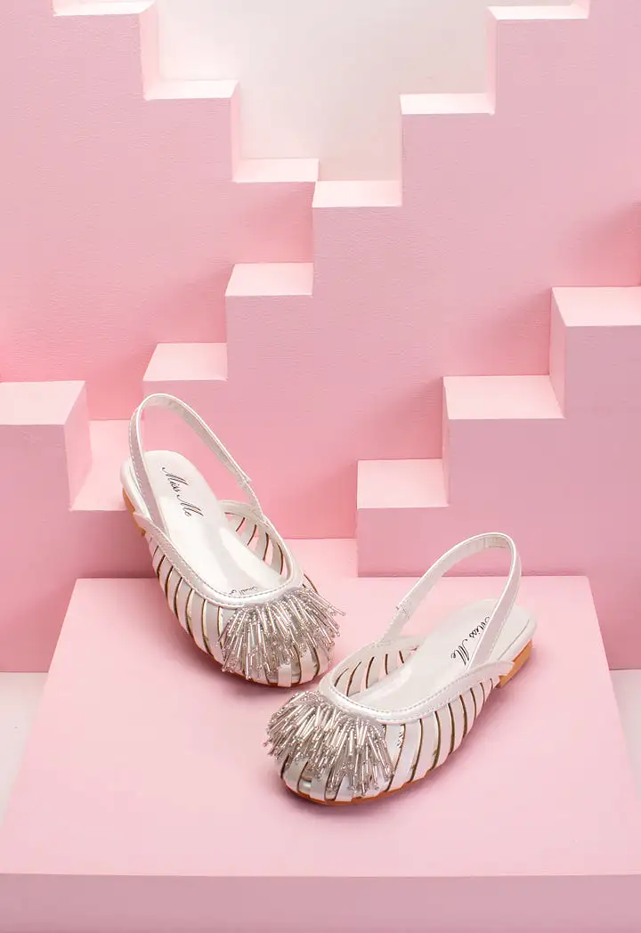 Flat Bead Embellished Half Shoes