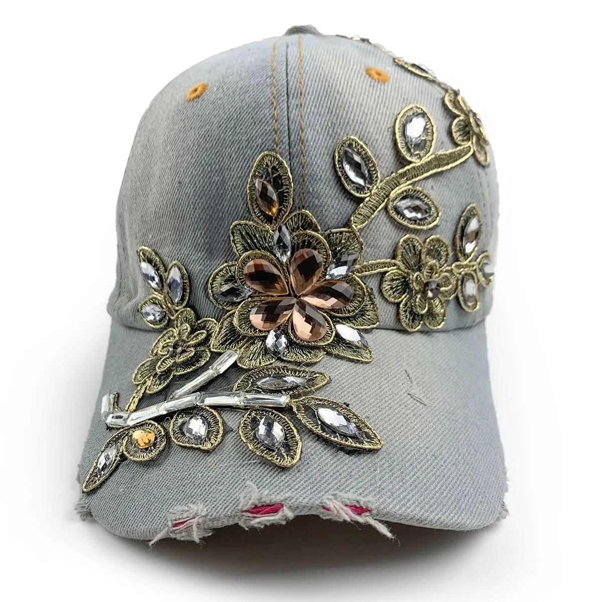 Flora Rhinestone Hat Light Jean