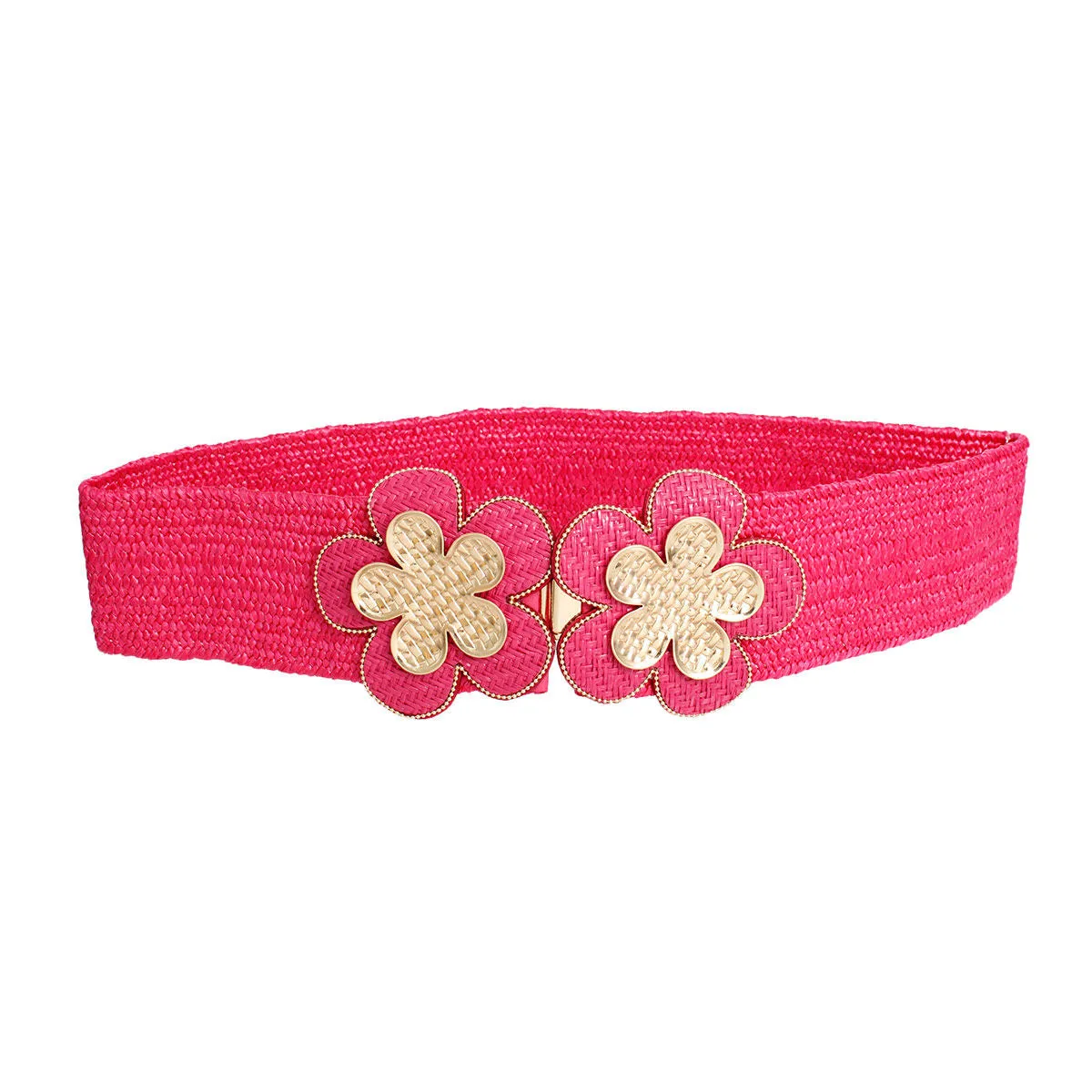 Fuchsia Raffia Flower Belt