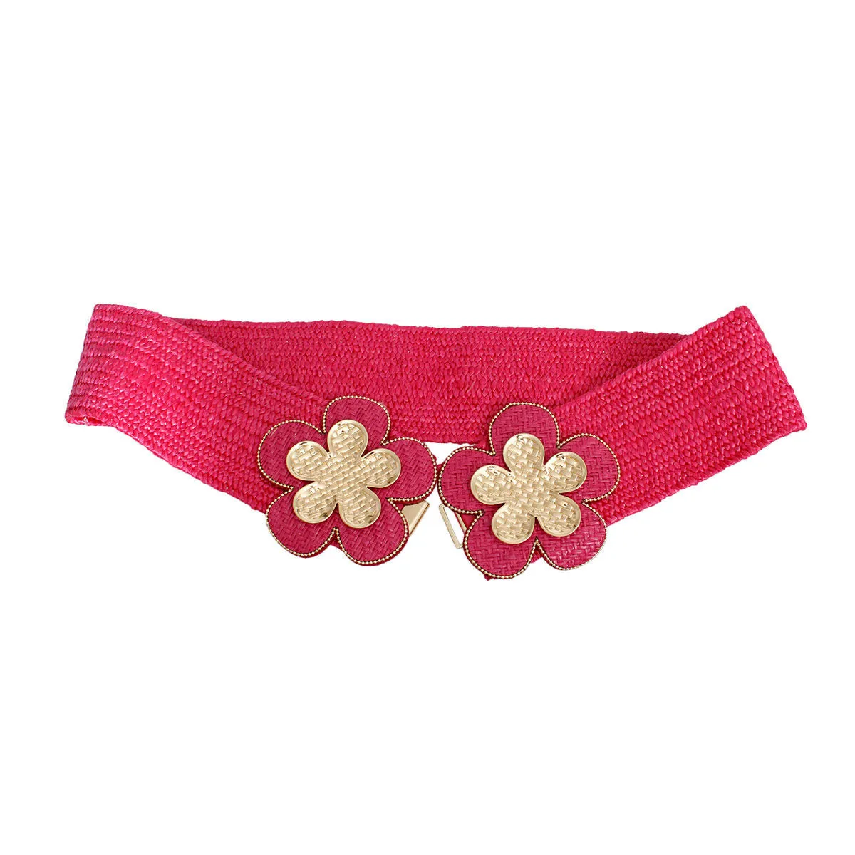 Fuchsia Raffia Flower Belt