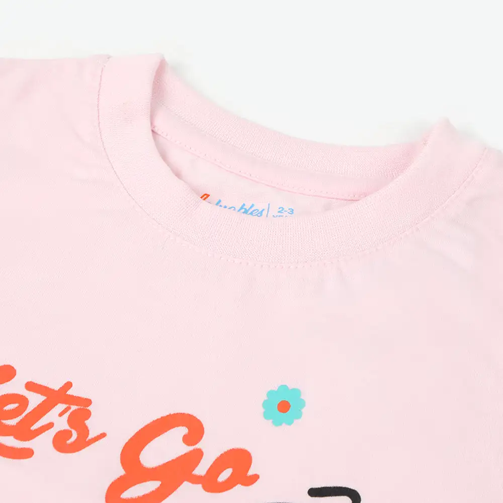 Girls Half Sleeves T-Shirt - Baby Pink