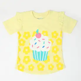 Girls Half Sleeves T-Shirt - Lemon