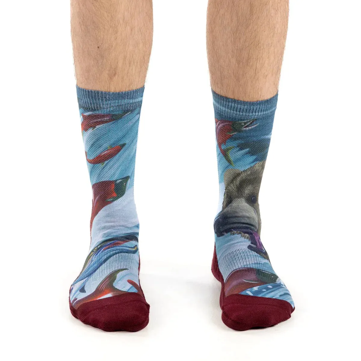 Grizzly Bear & Sockeye Salmon Mens Socks